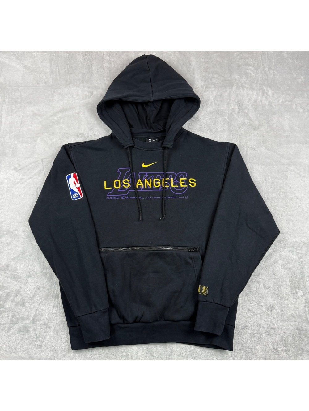 Los Angeles Lakers Nike Black Courtside Global Exploration Hoodie M Zip Pocket